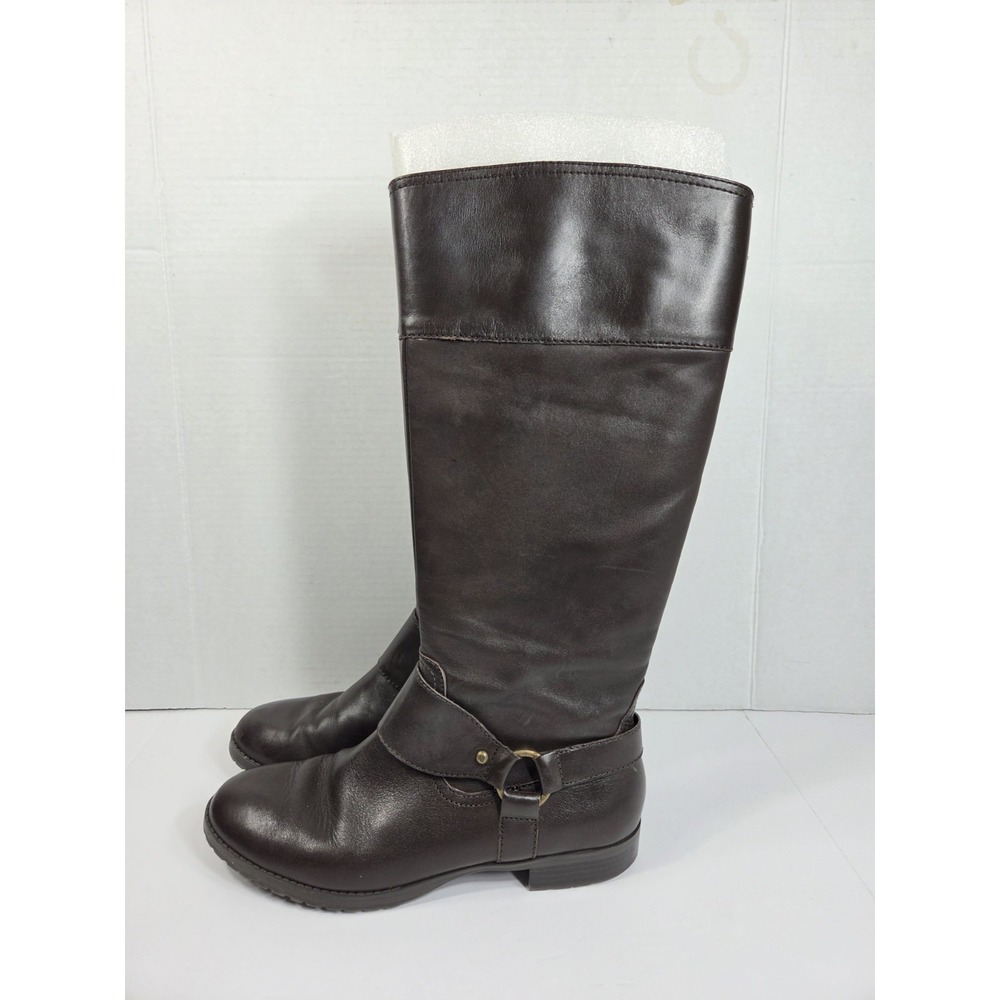 Ralph Lauren Sulita Brown Leather Riding Boots Low  Heel Women Sz 10 B Y2k Vtg
